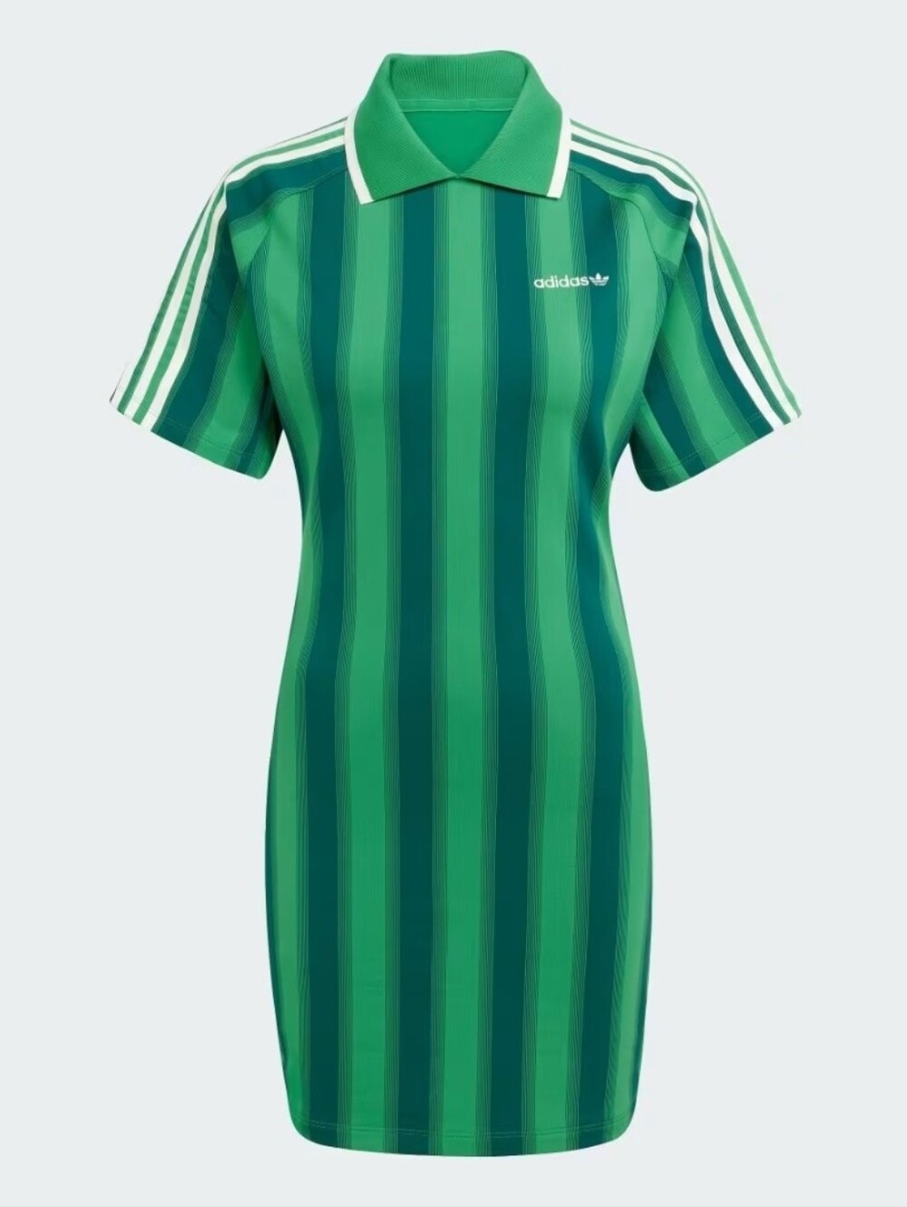 NWT Adidas Originals Footie Dress Green Striped Polo Mini Dress Small JW6014 - Picture 6 of 6
